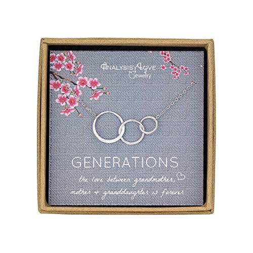 Product Cover 3 Generations Necklace - Sterling Silver Interlocking Infinity 3 Circles Necklace for Grandma Mom Granddaughter, Birthday Jewelry Mothers Day Gift