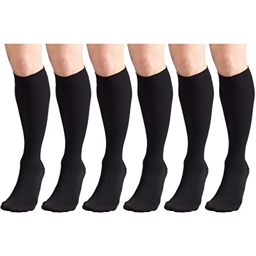 Product Cover 30-40 mmHg Compression Stockings for Men and Women, Knee High Length, Closed Toe Black Medium (6 Pairs)