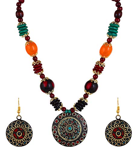 Product Cover YouBella Jewellery Set for Women Tibetan Pendant Necklace with Earrings for Women & Girls (Gift) Tribal Necklace Jewellery Beads Necklace