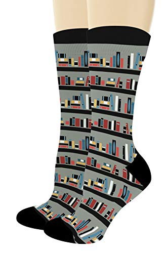 Product Cover Bookworm Gifts Library Socks Book Shelf Socks Nerdy Socks Reading Gifts for Librarians Novelty Crew Socks