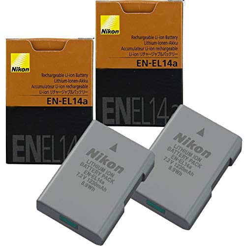 Product Cover 2-Pack Nikon EN-EL14A Rechargeable Li-Ion Battery for Nikon D3100, D3200, D3300, D3400,D3500,D5200, D5300, D5500, D5600