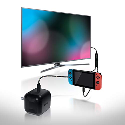 Product Cover Bionik TV Lynx TV Mode Adapter: Compatible with Nintendo Switch, Portable Travel Size, Full 1080p HD, Dynamic USB C Power Adapter for Safe Fast Charging, 5 Foot Braided Cable