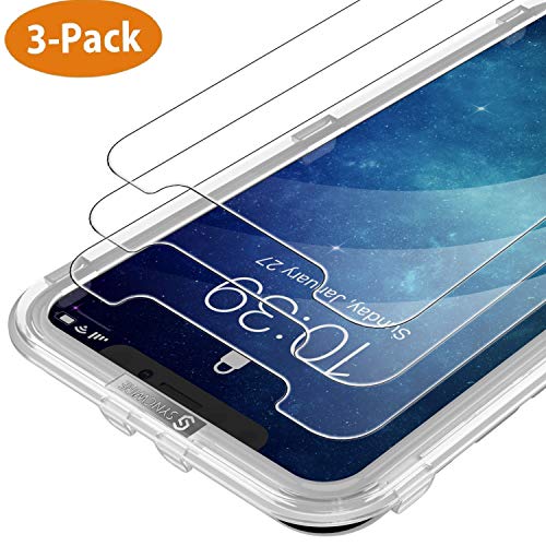 Product Cover Syncwire Screen Protector for iPhone 11 Pro, iPhone Xs & iPhone X (3-Pack), Anti-Fingerprint Tempered Glass for iPhone 11 Pro/XS/X/10 (9H Hardness, Installation Frame, Bubble Free) [Not Edge to Edge]