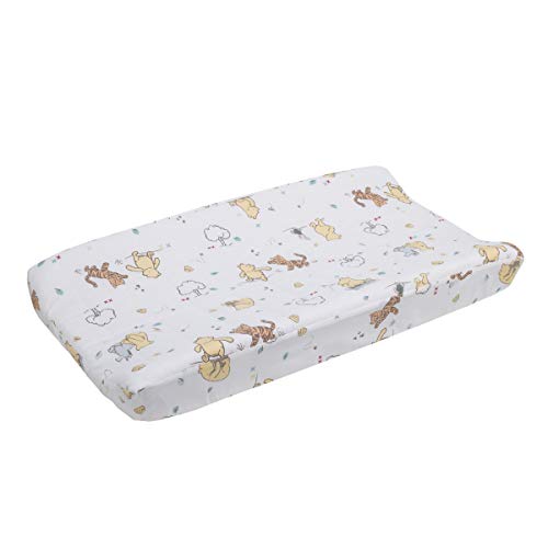 Product Cover Disney Winnie The Pooh Classic Pooh 100% Cotton Quilted Changing Pad Cover, Ivory/Butter/Aqua/Orange