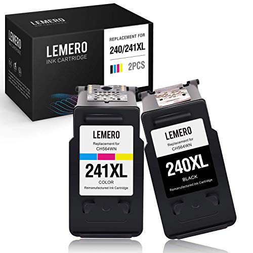 Product Cover LEMERO Remanufactured Ink Cartridge Replacement for Canon PG-240XL 240 XL CL-241XL 241 XL for PIXMA MG3520 MG3620 MX432 MX452 MX532 MX472 MX512 (1 Black, 1 Tri-Color, 2 Pack)