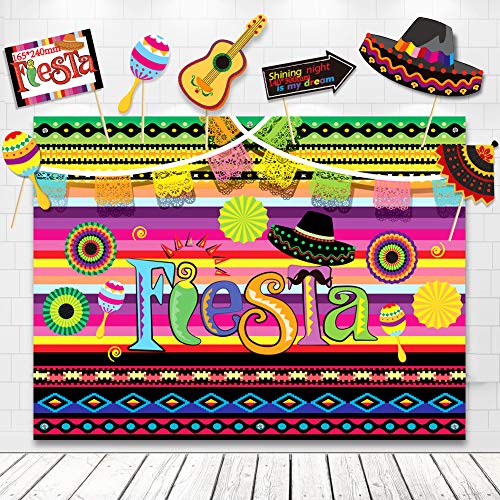 Product Cover Fiesta Theme Photography Backdrop Mexican Themed Dress-up Photobooth for Summer Fiesta Luau Theme Cinco De Mayo Birthday Pool Party Supplies Decorations