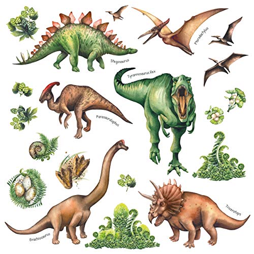 Product Cover DECOWALL DS-8034 Watercolour Dinosaur Kids Wall Stickers Wall Decals Peel and Stick Removable Wall Stickers for Kids Nursery Bedroom Living Room (Small)