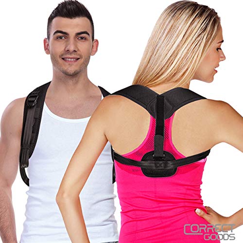 Product Cover Posture Corrector for Women Men - Back Posture Support Brace and Neck - Shoulder Back Pain Relief - Fully Adjustable Upper Back Clavicle Support Brace for Slouching & Hunching Correctgoods