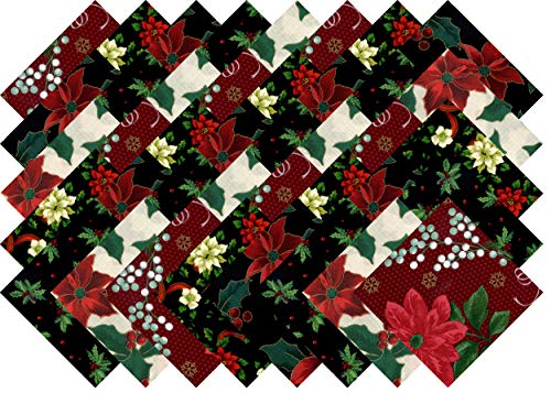 Product Cover Christmas Poinsettia Holly Collection 40 Precut 5-inch Quilting Fabric Squares