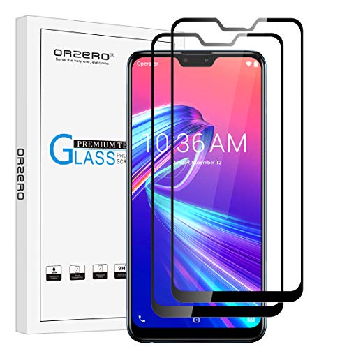 Product Cover (2 Pack) Orzero Tempered Glass Screen Protector Compatible for Asus Zenfone Max Pro (M2) ZB631KL (Full Adhesive), 2.5D Arc Edges 9 Hardness HD Anti-Scratch Full-Coverage(Lifetime Replacement)