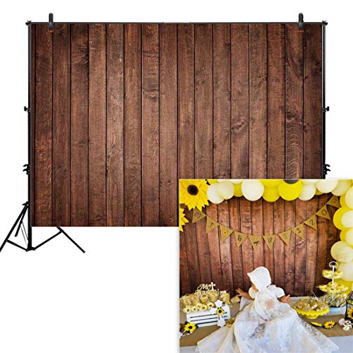 Product Cover Allenjoy 7x5ft Fabric Vintage Brown Wood Backdrops for Newborn Photography Wrinkle Free Rustic Russet Grunge Wooden Floor Planks Wall Baby Portrait Still Life Product Photographer Photo Studio Props
