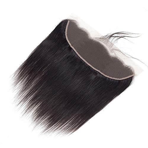 Product Cover Straight Virgin Natural Human Hair Lace Frontal Closure 13X4 Ear to Ear (10 inch, Natural Black)