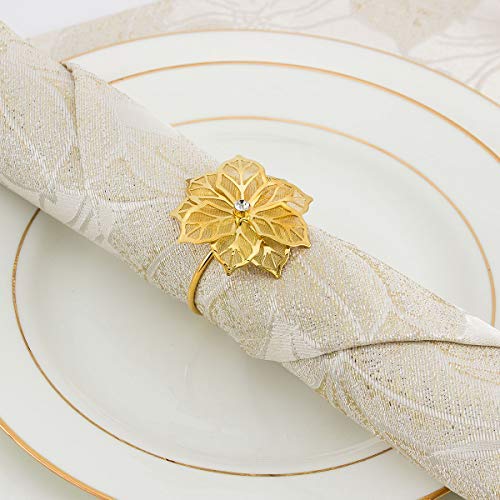 Product Cover ANPHSIN Set of 8 Napkin Rings Dinning Table Setting for Casual or Formal Occasions- Flower Gold