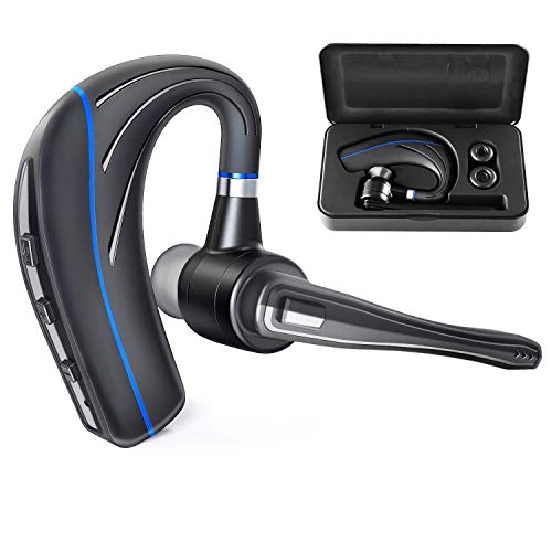 Product Cover Bluetooth Headset HONSHOOP Bluetooth 5.0 Noise Reduction Bluetooth Earpiece in Ear Wireless Headphones Mic Earphones Business/Workout/Driving Black Blue Pro (blue1)