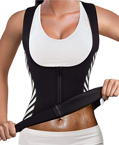 Product Cover Ursexyly Sauna Suit Zipper Vest Hot Sweat Waist Trainer Shaper Build Your Hourglass Top (Black Sauna Suit, L)