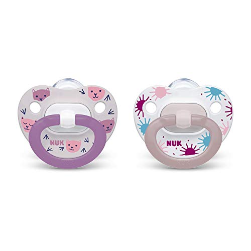 Product Cover NUK Orthodontic Pacifiers, Girl, 6-18 Months, 2 Pack (Colors May Vary)
