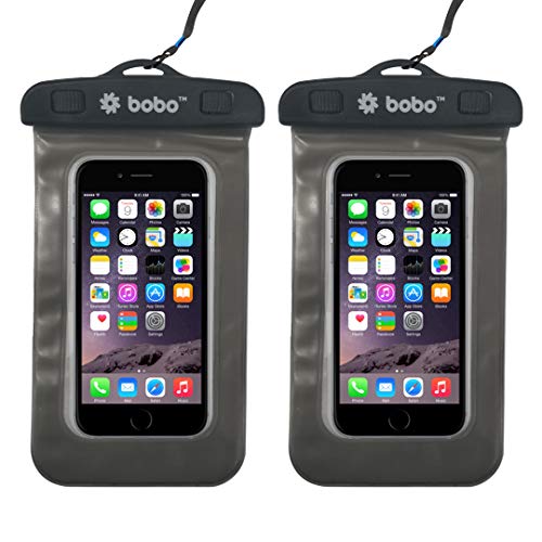 Product Cover BOBO Universal Waterproof Pouch Cellphone Dry Bag Case for iPhone Xs Max XR XS X 8 7 6S 6 Plus, Samsung Galaxy S9 S8 + Note 8 6 5 4, Pixel 3 2 XL, Mi, Moto up to 6.5 inch - Grey (Pack of 2)