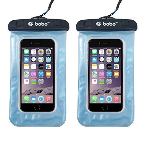Product Cover BOBO Universal Waterproof Pouch Cellphone Dry Bag Case for iPhone Xs Max XR XS X 8 7 6S 6 Plus, Samsung Galaxy S9 S8 + Note 8 6 5 4, Pixel 3 2 XL, Mi, Moto up to 6.5 inch - Blue (Pack of 2)