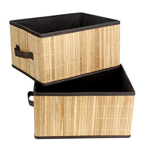 Product Cover HomeStorie® Eco-Friendly Foldable Natural Bamboo Storage Basket Bins Organizer, Pack of 2 (Large)