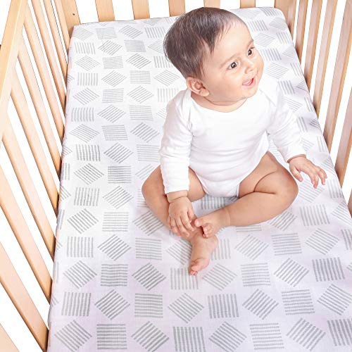 Product Cover Kaarpas Organic Cotton Muslin Fitted Cot Crib (120cm X 20cm X 60cm, Sage Green, Lines Sheet)