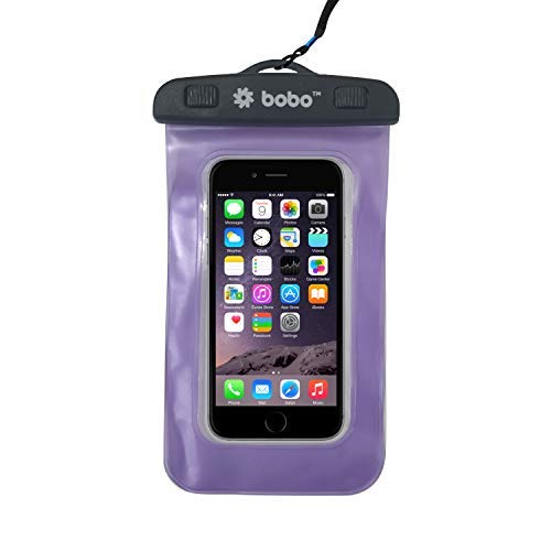 Product Cover BOBO Universal Waterproof Pouch Cellphone Dry Bag Case for iPhone Xs Max XR XS X 8 7 6S 6 Plus, Samsung Galaxy S9 S8 + Note 8 6 5 4, Pixel 3 2 XL, Mi, Moto up to 6.5 inch - Purple (Pack of 1)