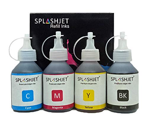 Product Cover Splashjet Refill Ink for Brother DCP T310 , T510 , T910 , T710 , T4000W , T4500W , T300W , T800W , T700 , T810 , J100 Cyan, Magenta, Yellow, Black Compatible Ink Bottle (70 gm x 4)
