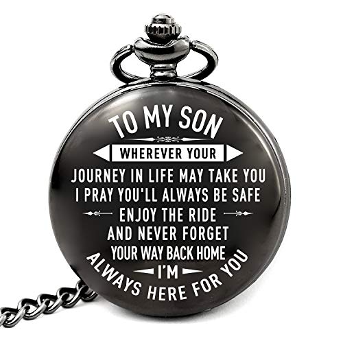 Product Cover Son Gifts for Christmas Birthday Wedding Graduation, to My Son Pocket Watch from Mom and Dad (Son-Journey-Roman)