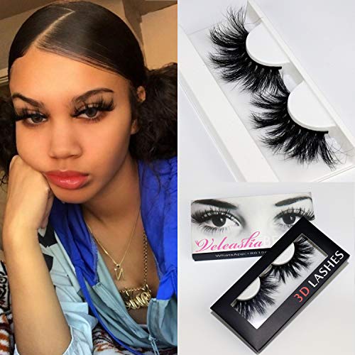 Product Cover Veleasha High Volume Mink Lashes Cruelty-free 25mm Long 3D Eyelashes Dramatic Look for Makeup (45A)/False Eyelashes