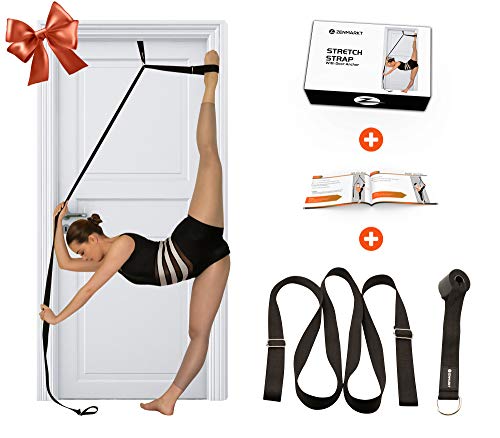 Product Cover Stretch Strap with Door Anchor - Improve Leg Stretching with Door Flexibility Trainer - Perfect Home Equipment for Ballet, Dance, MMA, Taekwondo, Yoga & Gymnastics Exercises - Booklet & Box Included