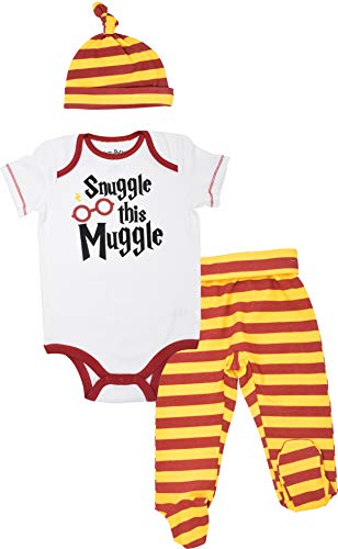 Product Cover Harry Potter Baby Boys' Layette Clothing Set Bodysuit Pants with Footies & Hat (0-3 Months) White