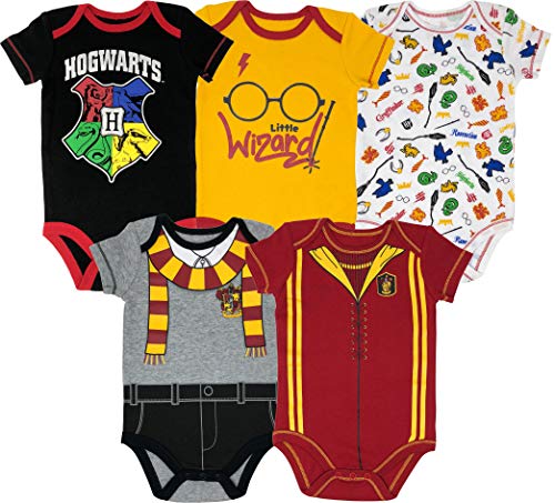 Product Cover Warner Bros. Harry Potter Baby Boys' 5-Pack Bodysuits Hogwarts Gryffindor (0-3 Months)
