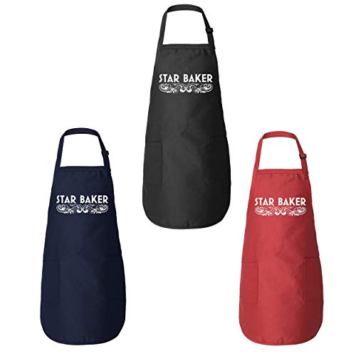 Product Cover Funny Threads Outlet Star Baker GBBO Amateur Baker American British Baking Show Pastry Chef Gift Kitchen Apron (Red)