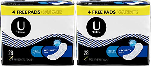 Product Cover U by Kotex Security Maxi Pads, Regular, 28 Count (Pack of 2) Total 56 Pads