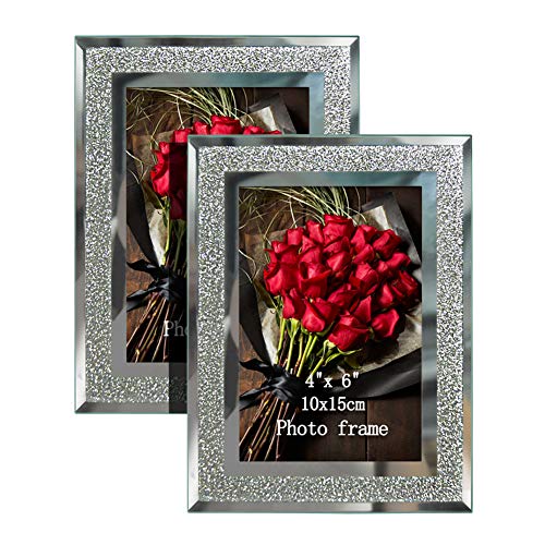 Product Cover Artsay 4x6 Picture Frames Sparkle Glass Photo Frame Set for Tabletop, 2 Pack
