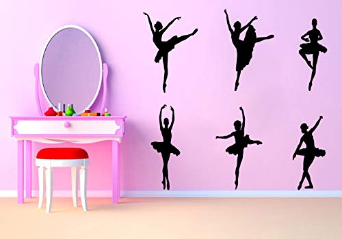Product Cover Ballet Wall Art Decal Removable Dancing Ballet Girls Wall Sticker Dancing Room Women Bedroom Ballerina Vinyl Wall Decals,Black