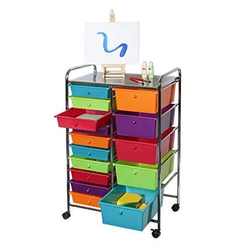Product Cover Seville Classics 15-Drawer Organizer Cart, Multicolor (Pearlized)
