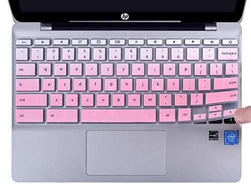 Product Cover CaseBuy Keyboard Cover Compatible with 2019 2018 HP Chromebook 11 x360 11.6 11-ae and HP Chromebook 11 G2 / G3 / G4 / G5 / G6 EE / G7 EE 11.6 Inch Chromebook Protective Skin, Ombre Pink