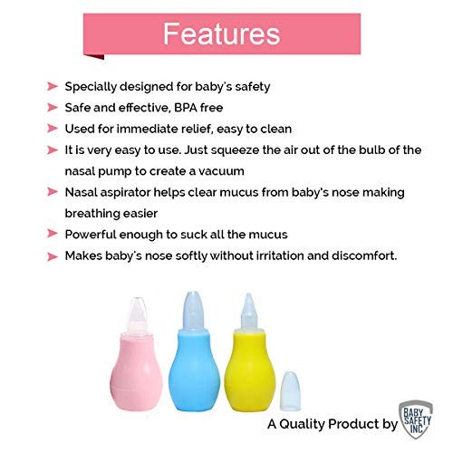 Product Cover Safe-O-Kid Silicone Baby Nasal Aspirator, Vacuum Sucker, Instant Relief from Blocked Baby Nose Cleaner (Pink)