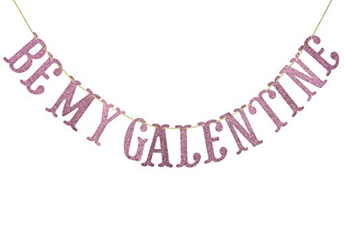 Product Cover Be My Galentine Glitter Banner, Valentine's Day Banner, Wedding, Bridal Engagement Party Decorations (Pink)