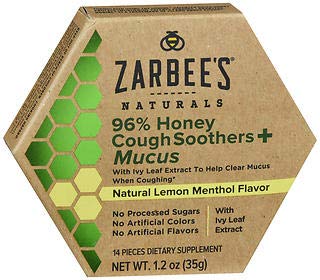Product Cover Zarbee's Naturals 96% Honey Cough Soothers + Mucus Natural Lemon Menthol Flavor - 14 ct, Pack of 2