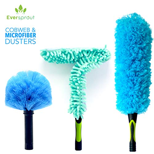 Product Cover EVERSPROUT Duster 3-Pack | Hand-Packaged Cobweb Duster, Microfiber Feather Duster, Flexible Ceiling Fan Duster | Twists onto Standard 3/4 inch Acme Threaded Poles (no Pole) (Medium-Stiff Bristles)