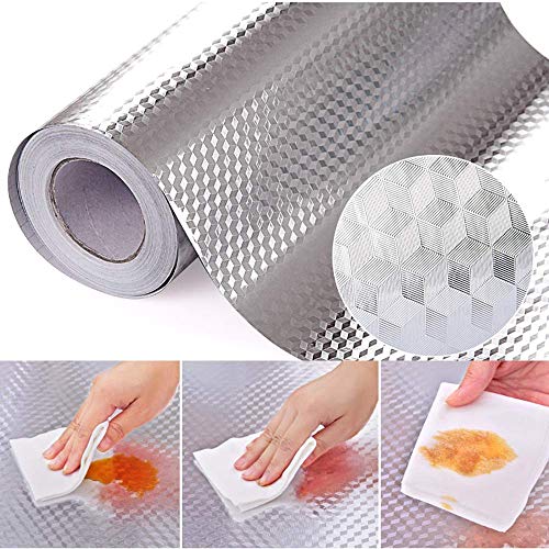 Product Cover Kitchen Backsplash Wallpaper Stickers, Peel & Stick Aluminum Foil Wall Paper, Self-Adhesive Oil Proof Waterproof Sticker for Kitchen Walls Cabinets Drawers Shelves, Heat Resistant Washable Wallpaper