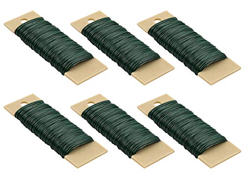 Product Cover Foraineam 6-Pack 38 Yards 22 Gauge Green Floral Wire Flexible Paddle Wire for Crafts, Wreaths, Garland and Floral Arrangements