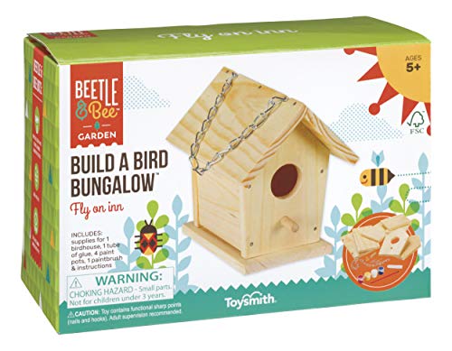Product Cover Toysmith Beetle & Bee Build A Bird Bungalow, Backyard Birdhouse Kit with Fsc Certified Wood DIY Arts & Crafts House Gardening for Kids & Teens, Boys & Girls