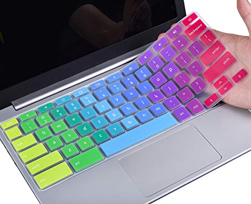 Product Cover Colorful Keyboard Cover Compatible ASUS ChromeBook C223NA C213SA C200 C200MA C201 C201PA C202SA 11.6-inch/ASUS ChromeBook 13 C300MA C300SA C301SA 13.3-inch ChromeBook Protective Skin, Rainbow