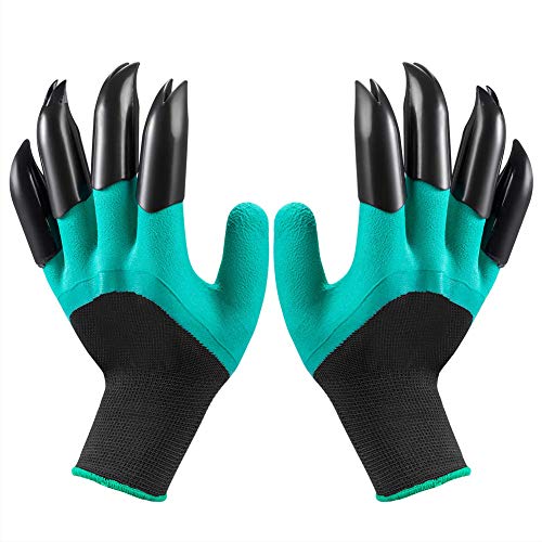 Product Cover Garden Genie Gloves with Claws（2019 Upgrade）, Waterproof and Breathable Garden Gloves for Digging Planting, Best Gardening Gifts for Women and Men (Green Claw 1 Pairs)