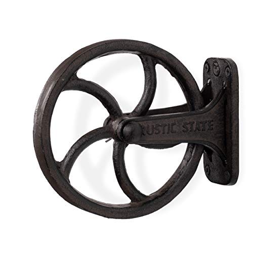 Product Cover Rustic State Halat Cast Iron Vintage Industrial Wheel Farmhouse Wall Mount Pulley 6.75 Inch Diameter for Custom Make Lamps and Fixtures