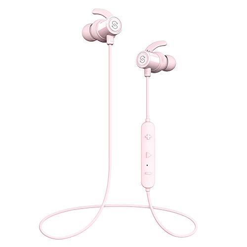Product Cover SoundPEATS Bluetooth Earphones, Wireless 4.1 Magnetic Earphones, in-Ear IPX6 Sweatproof Headphones with Mic (Superior Sound with Upgraded Drivers, APTX, 8 Hours Working Time, Secure Fit Design)-Pink