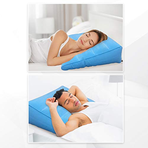 Product Cover Large Inflatable Bed Wedge Pillow - Portable Lightweight (17ozs) GERD Incline Pillow w/Quick Valve - Travel Blow Up Triangle for Acid Reflux, Anti Snore, Foot Rest & Sleeping Comfort.