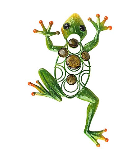 Product Cover Liffy Frog Wall Decor Outdoor Metal Art Decorative Glass Sculpture Green for Garden